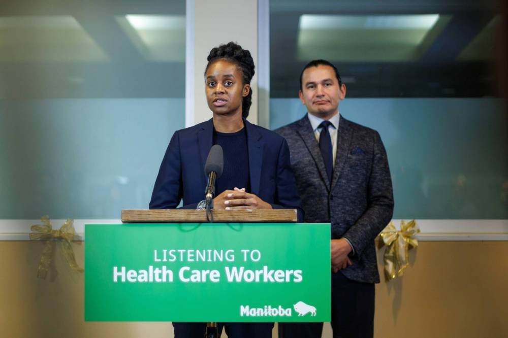 MIKE DEAL / FREE PRESS FILES
Premier Wab Kinew and Health Minister Uzoma Asagwara were at the Dauphin Regional Health Centre to announce nine new beds.