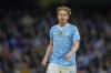 Manchester City's Kevin De Bruyne runs during the English FA Cup third round soccer match between Manchester City and Huddersfield Town, at the Etihad stadium in Manchester, England, Sunday, Jan. 7, 2024. (AP Photo/Dave Thompson)