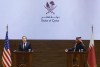 U.S. Secretary of State Antony Blinken, left, and Qatar's Prime Minister and Foreign Minister Sheikh Mohammed bin Abdulrahman Al Thani attend a press conference, during Blinken's week-long trip aimed at calming tensions across the Middle East, in Doha, Qatar, Sunday, Jan. 7, 2024. (Evelyn Hockstein/Pool via AP)