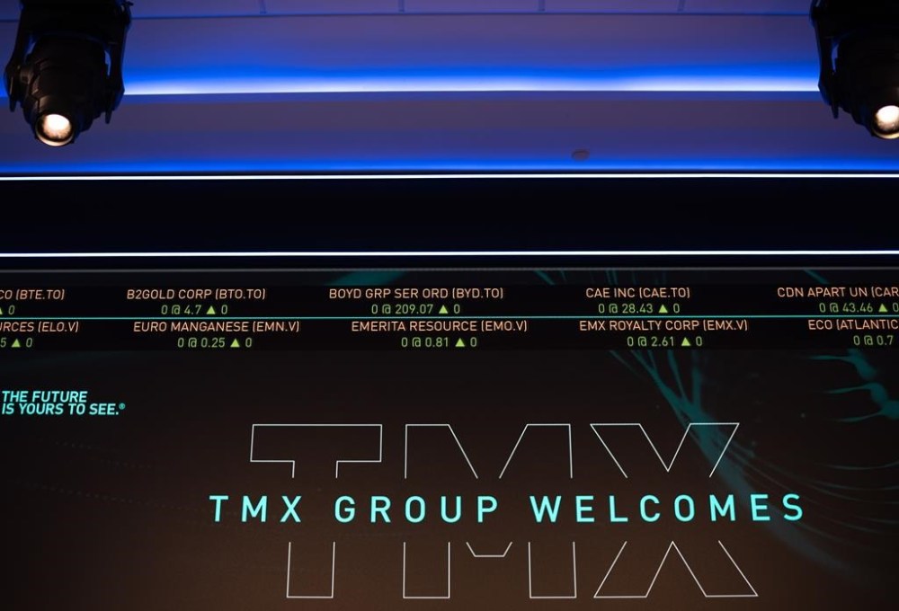 The S&P TSX composite index screen at the TMX Market Centre in downtown Toronto is seen Friday, Nov. 11, 2022. THE CANADIAN PRESS/Tijana Martin