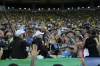 FILE - Police break up a fight between Brazilian and Argentinian fans that broke out prior to a qualifying soccer match for the FIFA World Cup 2026 between Brazil and Argentina at Maracana stadium in Rio de Janeiro, Brazil, Tuesday, Nov. 21, 2023. The Brazil and Argentina soccer federations have been fined a total of $82,000 by FIFA for the brawl between fans before their 2026 World Cup qualifying game in November. (AP Photo/Silvia Izquierdo, File)