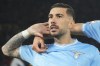 Lazio's Mattia Zaccagni after scoring his side's first goal from a penalty kick, during the quarterfinal Italian Cup soccer match between Lazio and Roma at Rome's Olympic Stadium, Wednesday, Jan. 10, 2024. (AP Photo/Gregorio Borgia)