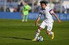 FILE - Cade Cowell of the United States controls the ball during a FIFA U-20 World Cup Group B soccer match against Fiji at the Bicentenario stadium in San Juan, Argentina, Tuesday, May 23, 2023. Winger Cade Cowell has left U.S. training camp ahead of a possible transfer from San Jose to Mexico's Chivas Guadalajara. The 20-year had been with the group practicing for a Jan. 20 exhibition against Slovenia at San Antonio. No replacement for Cowell was announced Thursday, Jan. 11, 2024, by the U.S. Soccer Federation.(AP Photo/Natacha Pisarenko, File)