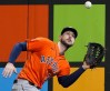 FILE - Houston Astros right fielder Kyle Tucker catches a fly ball by Seattle Mariners' Ty France during the ninth inning of a baseball game Sept. 27, 2023, in Seattle. The Astros agreed to one-year contracts with six players Thursday, Jan/ 11, 2024, including All-Star lefty Framber Valdez, who will make $12.1 million next season. The Astros also agreed to deals with pitchers Bryan Abreu, Luis Garcia and José Urquidy, along with outfielders Chas McCormick and two-time All-Sta Tucker. (AP Photo/Lindsey Wasson, File)