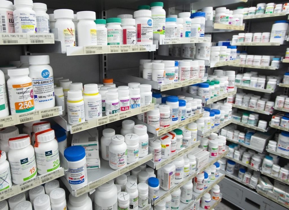 Prescription drugs are seen on shelves at a pharmacy in Montreal on March 11, 2021. THE CANADIAN PRESS/Ryan Remiorz
