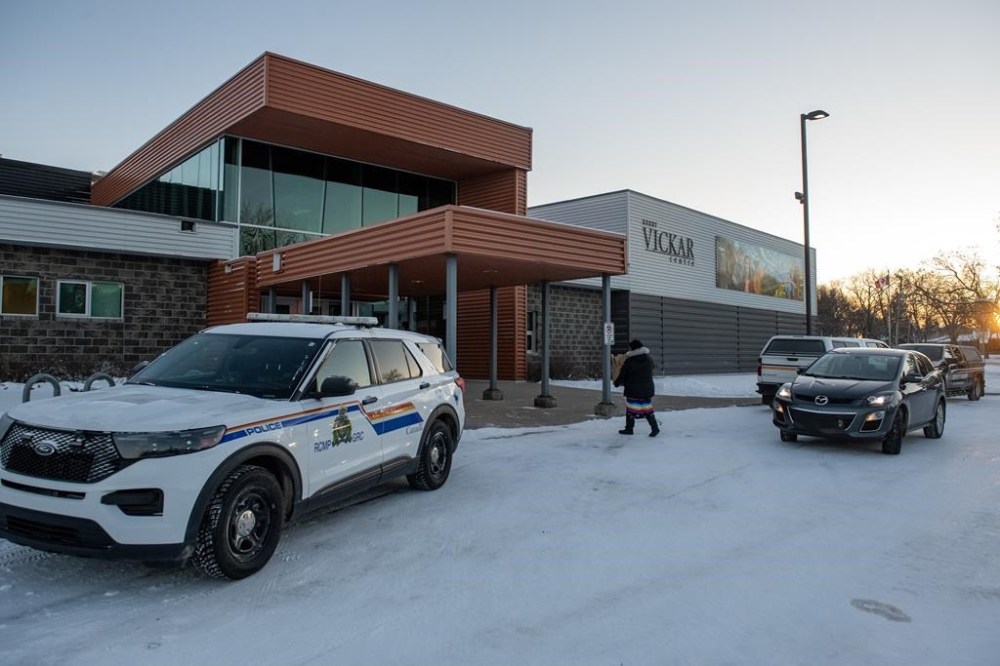 RCMP officers who responded to a stabbing rampage on a Saskatchewan First Nation were to present evidence on the first day of a coroner’s inquest into the mass killing. The Kerry Vickar Centre prior to the beginning of the opening day of the public coroner's inquest into the mass stabbings that happened on James Smith Cree Nation in 2022, in Melfort, Sask., Monday, Jan. 15, 2024. THE CANADIAN PRESS/Liam Richards
