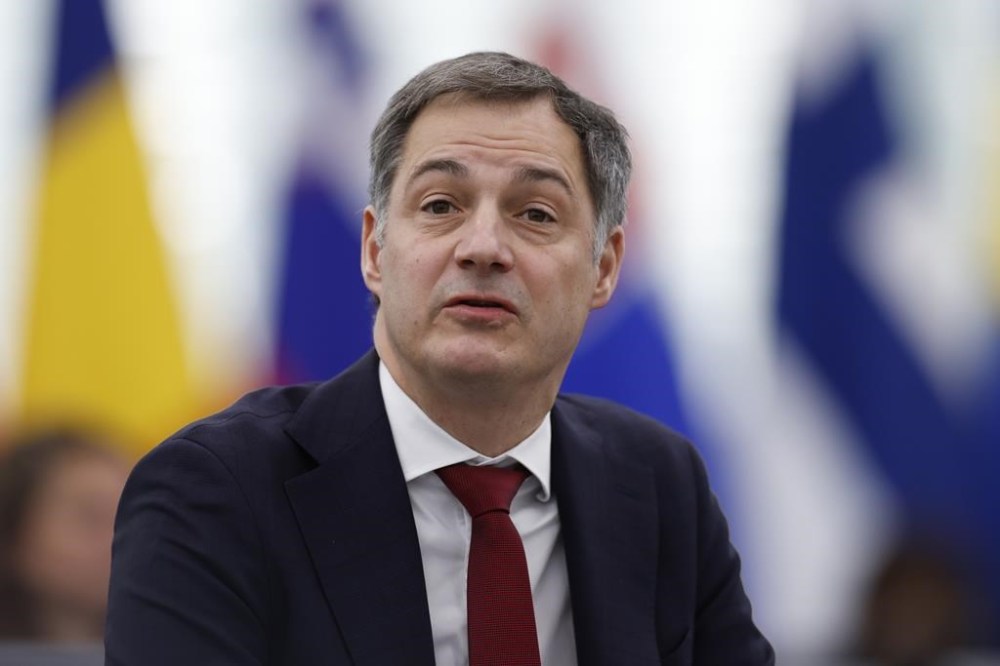 Belgium's Prime Minister Alexander De Croo delivers his speech at the European Parliament, Tuesday, Jan. 16, 2024 in Strasbourg, eastern France. De Croo presented the programme for Belgium's six-month Council Presidency, which started on Jan. 1, 2024. (AP Photo/Jean-Francois Badias)
