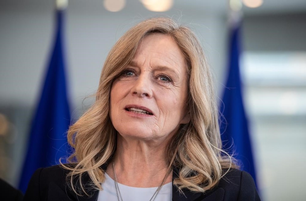 Alberta NDP Leader Rachel Notley announces she is stepping down from her position, in Edmonton on Tuesday January 16, 2024. THE CANADIAN PRESS/Jason Franson