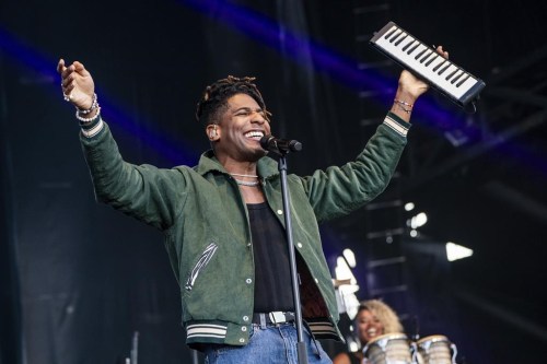 FILE - Jon Batiste performs during the Bourbon and Beyond Music Festival, Sunday, Sept. 17, 2023, at the Kentucky Exposition Center in Louisville, Ky. Batiste will perform at this year’s New Orleans Jazz & Heritage Festival. (Photo by Amy Harris/Invision/AP, File)