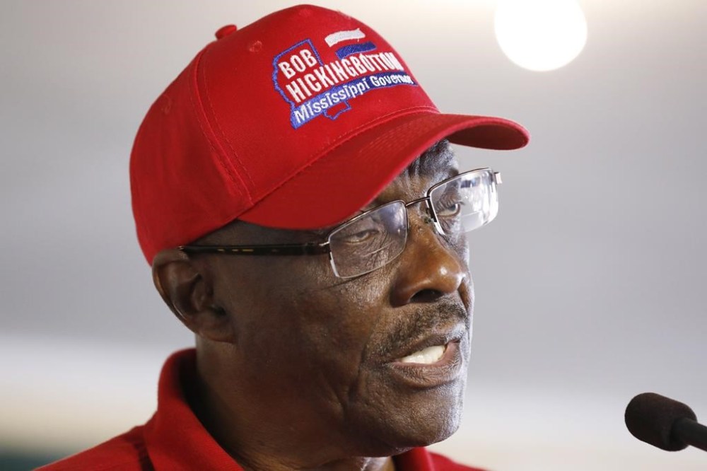 FILE - Bob Hickingbottom speaks at the Neshoba County Fair in Philadelphia, Miss., Aug. 1, 2019. Law enforcement agencies are investigating whether social media rumors about a potential water outage prompted people to quickly fill containers with tap water in Mississippi's capital during a cold snap and cause a drop in pressure that temporarily made taps run dry to thousands of households on the city’s long-troubled system. Although JXN Water did not release names of anyone who shared the post it cited, AP identified a Facebook post from an account belonging to Hickingbottom, Wednesday, Jan. 17, 2024, that had the exact wording. Hickingbottom said he was trying to help people. (AP Photo/Rogelio V. Solis, File)