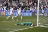 Iraq's Aymen Hussein celebrates after scoring his side's third goal from a penalty spot during the Asian Cup Group D soccer match between Iraq and Vietnam at Jassim Bin Hamad Stadium in Doha, Qatar, Wednesday, Jan. 24, 2024. (AP Photo/Aijaz Rahi)