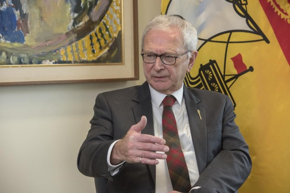 New Brunswick Premier Blaine Higgs takes part in an interview in his office in Fredericton, Wednesday, Dec. 20, 2023. Higgs is delivering his state of the province speech as his government prepares for an election this year. THE CANADIAN PRESS/Stephen MacGillivray