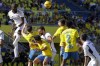Real Madrid's Antonio Rudiger jumps for the ball during a Spanish La liga soccer match between Las Palmas and Real Madrid at the Gran Canaria stadium on the Canary island of Las Palmas, Spain, Saturday, Jan. 27, 2024. (AP Photo/Gerardo Ojeda)