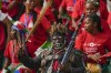 Equatorial Guinea fans cheer before the start of the African Cup of Nations Round of 16 soccer match between Equatorial Guinea and Guinea, at the Olympic Stadium of Ebimpe in Abidjan, Ivory Coast, Sunday, Jan. 28, 2024. (AP Photo/Themba Hadebe)