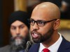 Stephen Brown, CEO of the National Council of Canadian Muslims speaks on Parliament Hill in Ottawa on Monday, April 17, 2023. The organization gave a searing critique of Prime Minister Justin Trudeau, saying they cancelled a Monday meeting because it would not be productive since the group feels the Liberals are failing to push advance hate-crimes legislation and funding nor to hold Israel to account for its bombardment of Palestinians in the Gaza Strip.THE CANADIAN PRESS/Sean Kilpatrick