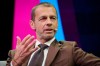 UEFA President Aleksander Ceferin speaks at a panel discussion as part of the SPOBIS Conference 2024 in Hamburg, Gemany, Wedesday, Jan. 31, 2024. (Christian Charisius/dpa via AP)