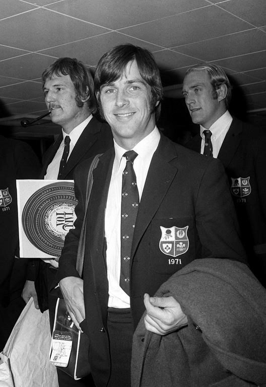FILE - Barry John as a member of the 1971 British Lions rugby tour, Aug. 17, 1971. Welsh rugby great Barry John has died at the age of 79. He played 25 games for Wales and inspired the British and Irish Lions’ famous series victory over New Zealand in 1971 before retiring at the age of 27. John’s family announced his death Sunday Feb. 4, 2024. in a statement released to British media, saying he died peacefully in the hospital. (PA via AP)