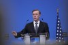 United States National Security Advisor Jake Sullivan addresses a media conference at NATO headquarters in Brussels, Wednesday, Feb. 7, 2024. (AP Photo/Virginia Mayo)