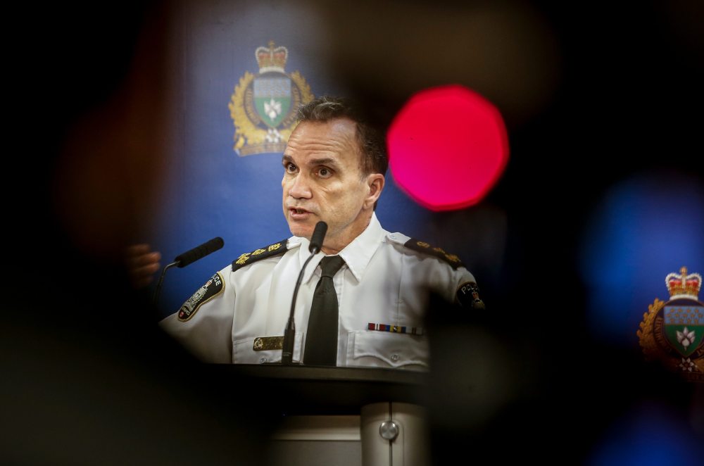 Winnipeg police chief Danny Smyth spoke to media Monday about the latest police involved shooting which saw Afolabi Stephen Opaso allegedly shot and killed by police New Year's Eve. (John Woods / Winnipeg Free Press)
