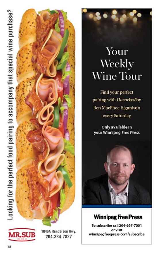 Imagine how I felt in 2019 when, upon opening the Winnipeg Wine Festival program guide, I saw my mug next to a giant sub.