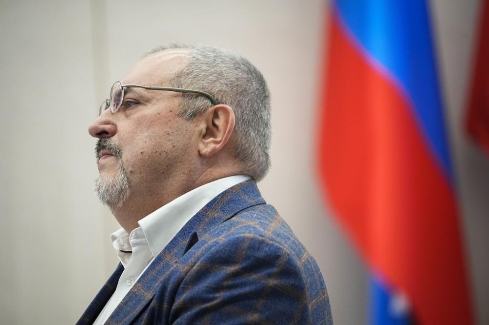 Boris Nadezhdin, a liberal Russian politician who is seeking to run in the March 17 presidential election, waits a beginning of the meeting of the Russia's Central Election Commission in Moscow, Russia, Thursday, Feb. 8, 2024. Russia's Central Election Commission holds a meeting where it decides whether an opposition presidential candidate Boris Nadezhdin is qualified to run in the March election. (AP Photo/Alexander Zemlianichenko)
