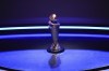 The UEFA Nations League soccer tournament trophy is pictured prior to the UEFA Nations League draw, in Paris, France, Thursday, Feb. 8, 2024. (AP Photo/Christophe Ena)
