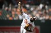 FILE - Baltimore Orioles relief pitcher Félix Bautista throws during the team's baseball game against the Los Angeles Dodgers, July 19, 2023, in Baltimore. Bautista had additional work done on his pitching elbow Friday, Feb. 9, 2024, but the team says it's not expected to change his recovery timeline from Tommy John surgery. Bautista missed the end of last season. (AP Photo/Nick Wass, File)