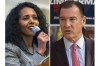 FILE — Congressional candidates, Mazi Pilip, left, and former U.S. Rep. Tom Suozzi are shown in this combination of file photos. The Tuesday contest for New York's District 3 House seat held by George Santos until his recent expulsion is shaping up to be a bellwether in the fight for control of Congress, with Democrat candidate Suozzi pitted against GOP candidate Pilip. (AP Photos/ Brittainy Newman & John Minchillo, File)