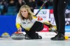 Manitoba skip Jennifer Jones delivers a rock while playing Team Canada during the final at the Scotties Tournament of Hearts, in Kamloops, B.C., on Sunday, February 26, 2023. Jones has announced she will retire from women's team curling at the end of this season.THE CANADIAN PRESS/Darryl Dyck