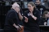United States coach Cheryl Reeve applauds at the end of the Women's Olympic Qualifying group A basketball match between Nigeria and United States in Antwerp, Belgium, Friday, Feb. 9, 2024. (AP Photo/Virginia Mayo)
