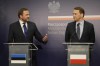Poland's Foreign Minister Radek Sikorski, right, and Estonia's Foreign Minister Margus Tsahkna, left, address reporters following their talks on regional security and continuing support for Ukraine in its struggle against Russia's invasion, at the Foreign Ministry in Warsaw, Poland, Wednesday Feb. 14, 2024. Estonia's foreign minister said Wednesday that NATO has about three or four years to beef up its defenses against Russia because President Vladimir Putin is ramp up his country's “war machine