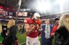Kansas City Chiefs tight end Travis Kelce celebrates after the NFL Super Bowl 58 football game against the San Francisco 49ers, Sunday, Feb. 11, 2024, in Las Vegas. The Chiefs won 25-22 against the 49ers. (AP Photo/Brynn Anderson)