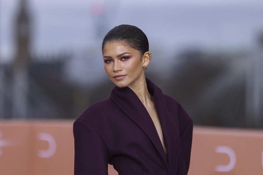 Zendaya poses for photographers at the photo call for the film 'Dune: Part Two' on Wednesday, Feb. 14, 2024 in London. (Vianney Le Caer/Invision/AP)