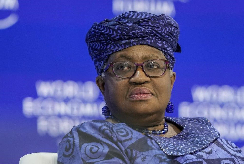 FILE - Ngozi Okonjo-Iweala, Director-General of the World Trade Organization takes part in a panel at the Annual Meeting of World Economic Forum in Davos, Switzerland, Wednesday, Jan. 17, 2024. The head of the World Trade Organization insisted it remains relevant and is focused on reform “no matter who comes into power, when,” as Donald Trump — who as U.S. president bypassed its rules by slapping tariffs on America’s friends and foes alike — makes another run at the White House. (AP Photo/Markus Schreiber, File)