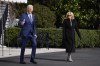President Joe Biden and first lady Jill Biden, walk to board Marine One on the South Lawn of the White House, Friday, Feb. 16, 2024, in Washington, enroute to East Palestine, Ohio. (AP Photo/Evan Vucci)