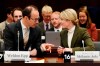 Foreign Affairs Minister Melanie Joly speaks with senior Global Affairs Canada official, Weldon Epp before appearing at committee, Wednesday, March 22, 2023 in Ottawa. 