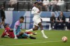 Jonathan David, of Canada, right, scores past Goalkeeper Orlando Mosquera, of Panama, during the first half of a CONCACAF Nations League semifinals soccer match Thursday, June 15, 2023, in Las Vegas.&nbsp;Canadian international Jonathan David scored a hat trick to lift Lille to a 3-0 win over Le Havre in French Ligue 1 play Saturday. THE CANADIAN PRESS/AP-John Locher