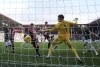Sheffield United's Ben Osborn, second left, scores a goal, that was later disallowed, during the English Premier League soccer match between Sheffield United and Brighton and Hove Albion at Bramall Lane stadium, Sheffield, England, Sunday, Feb. 18, 2024. (Nick Potts/PA via AP)