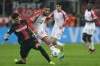 Leverkusen's Piero Hincapie, left, and Bayern's Noussair Mazraoui challenge for the ball during the German Bundesliga soccer match between Bayer 04 Leverkusen and FC Bayern Munich at the BayArena in Leverkusen, Germany, Saturday, Feb. 10, 2024. (AP Photo/Martin Meissner)