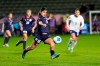 Dominican Republic's Renata Puello (16) moves the ball as United States' Sophia Smith (11) defends during the first half of the CONCACAF Women’s Gold Cup soccer tournament at Dignity Health Sports Park in Carson, Calif., Tuesday, Feb. 20, 2024. (AP Photo/Damian Dovarganes)