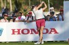 Chisato Iwai of Japan tees off on the 10th hole during the first round of the LPGA Honda Thailand golf tournament in Pattaya, southern Thailand, Thursday, Feb. 22, 2024. (AP Photo/Kittinun Rodsupan)