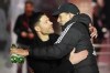 Bayern's head coach Thomas Tuchel, right, welcomes Leverkusen's head coach Xabi Alonso for the German Bundesliga soccer match between Bayer 04 Leverkusen and FC Bayern Munich at the BayArena in Leverkusen, Germany, Saturday, Feb. 10, 2024. (AP Photo/Martin Meissner)