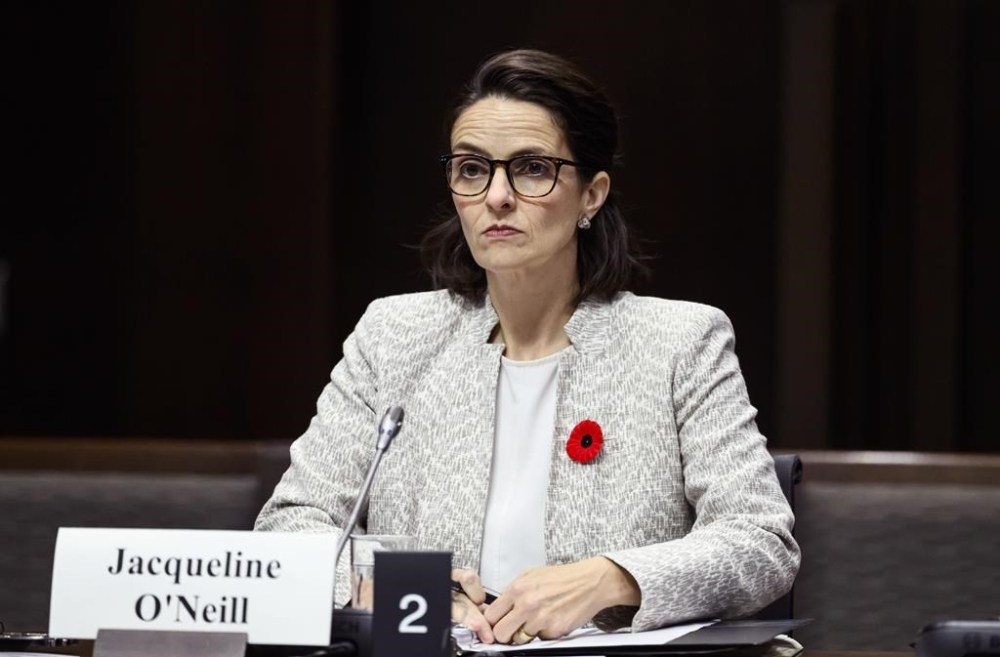 Authoritarian countries are leveraging social media to set back progress for women worldwide, a Canadian special envoy says, as Ottawa refreshes its cross-government gender policy. Jacqueline O'Neill, Canada's ambassador for Women, Peace and Security, prepares to appear before the Senate Committee on Foreign Affairs and International Trade, at the Senate of Canada Building, in Ottawa, on Thursday, Nov. 2, 2023. THE CANADIAN PRESS/Justin Tang