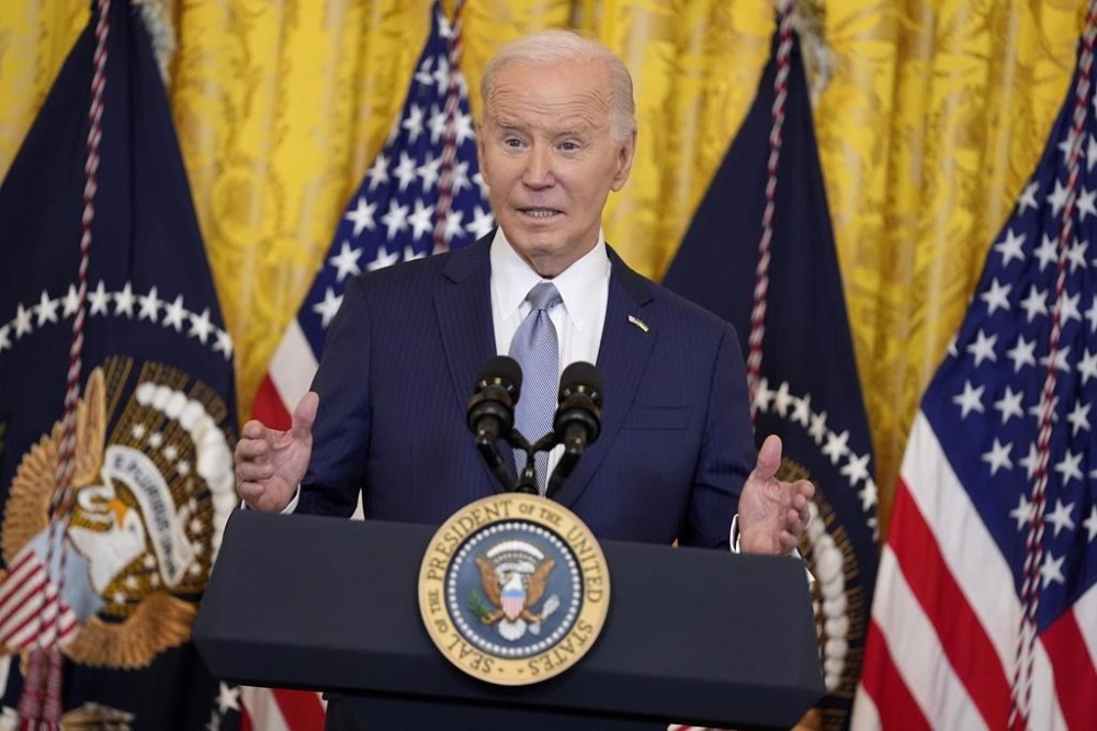 President Joe Biden speaks to the National Governors Association during an event in the East Room of the White House, Friday, Feb. 23, 2024, in Washington. (AP Photo/Evan Vucci)