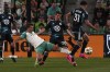 Austin FC defender Guilherme Biro (29) attempts to steal the ball from Minnesota midfielder Hassani Dotson (31) during an MLS soccer match at Q2 stadium in Austin, Texas, Saturday, Feb. 24, 2024. (Aaron E. Martinez/Austin American-Statesman via AP)