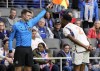 FC Cincinnati's Alvas Powell (2) speaks with an official during the second half of a MLS soccer match against Toronto FC Sunday, Feb. 25, 2024, in Cincinnati. (AP Photo/Jeff Dean)