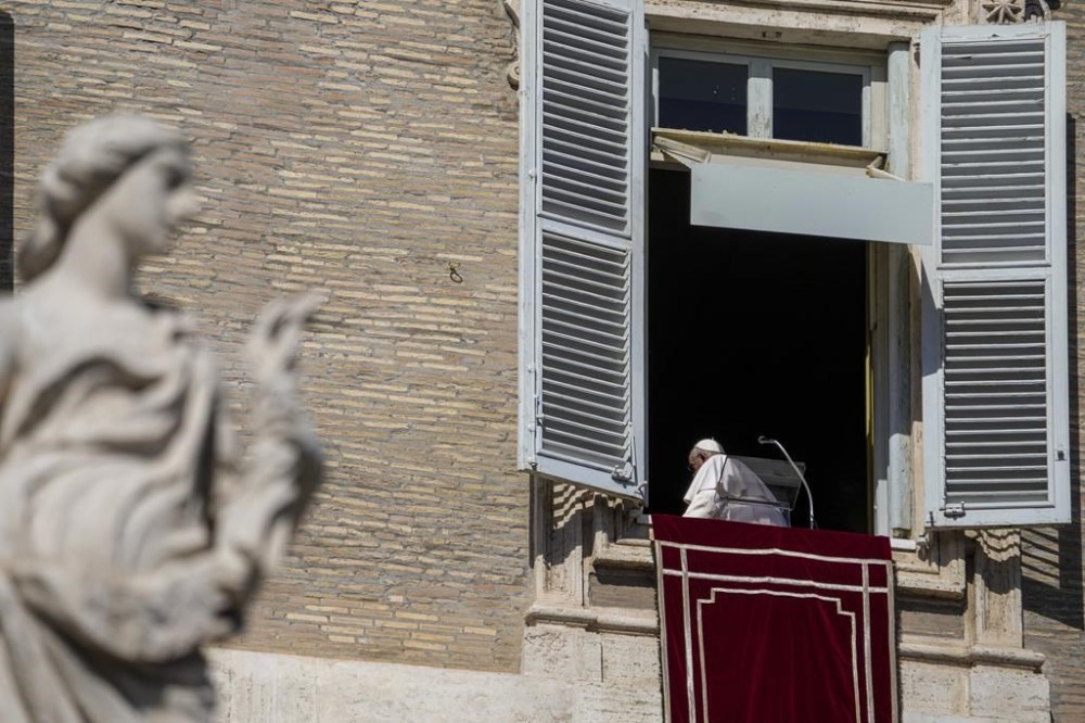 Pope Francis leaves after bestowing the traditional Sunday noon blessing to the faithful and pilgrims gathered in St. Peter's Square at The Vatican for the Angelus prayer, Sunday, Feb. 25, 2024. A French priest accused of sexually abusing Inuit children in Nunavut will be allowed to remain a member of the Oblates congregation after leadership in Rome ruled against his dismissal. THE CANADIAN PRESS/AP-Gregorio Borgia