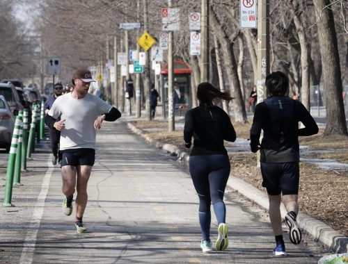 Most Canadians can look forward to a warmer-than-normal spring, but they should also brace for the season’s “profound mood swings,” according to The Weather Network's latest outlook. Runners enjoy the mild temperatures in Montreal on Tuesday, February 27, 2024.THE CANADIAN PRESS/Ryan Remiorz