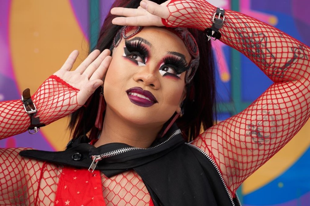 Ruby Chopstix is the Rainbow Resource Centre's first drag artist in residence. She poses for a portrait following her drag performance at The Forks in Winnipeg, Man., Sunday, Feb. 11, 2024. THE CANADIAN PRESS / David Lipnowski