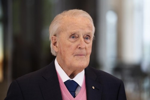 Brian Mulroney in Mulroney Hall at St. Francis Xavier University in Antigonish, N.S. on Monday, June 19, 2023. Mulroney's daughter Caroline said the former prime minister died Thursday at the age of 84. THE CANADIAN PRESS/Darren Calabrese
